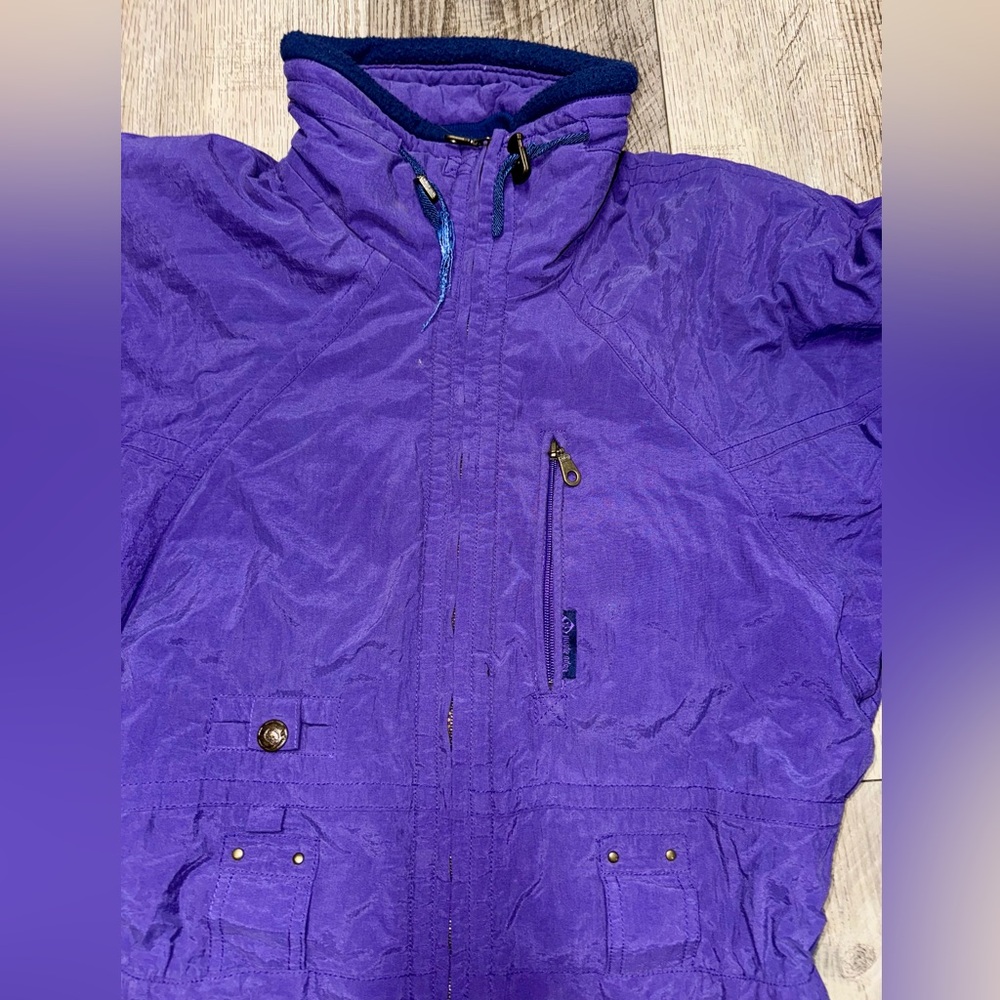 Vintage Ski Suit Bibs one piece coveralls Inside Edge 80s 90s retro purple S - Picture 7 of 13
